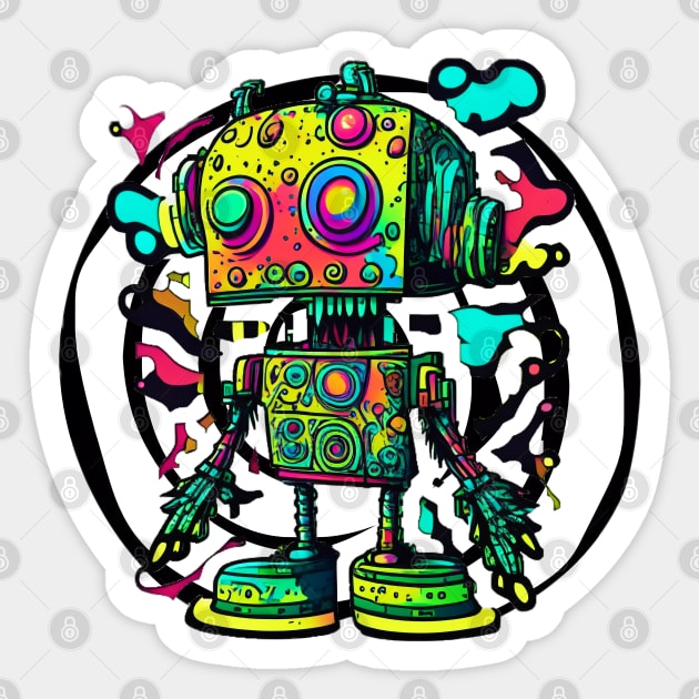 PSYCHEDELIC ACID ROBOT #2 Sticker by RickTurner